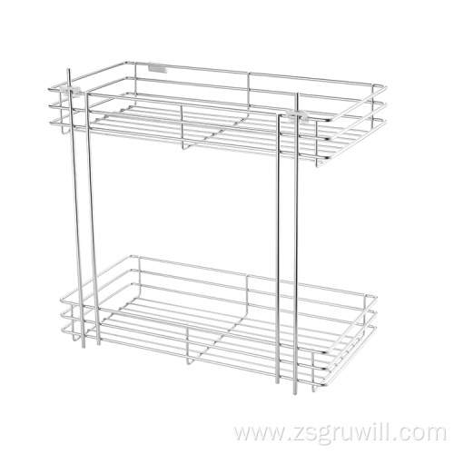 2-Tier Magic Corner Side Pull Storage Cabinet Basket